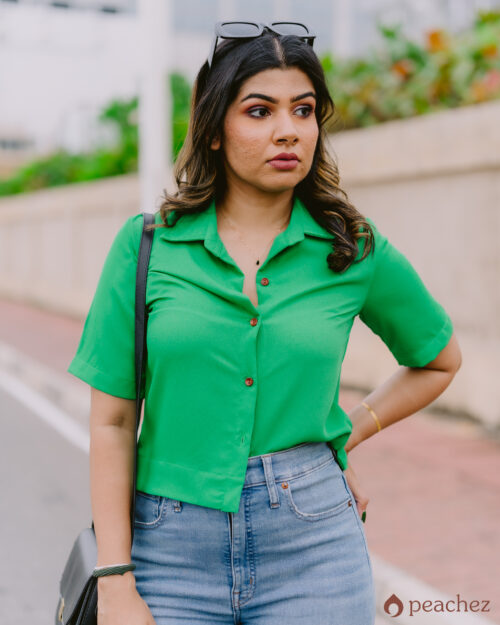 Polo collar button casual top