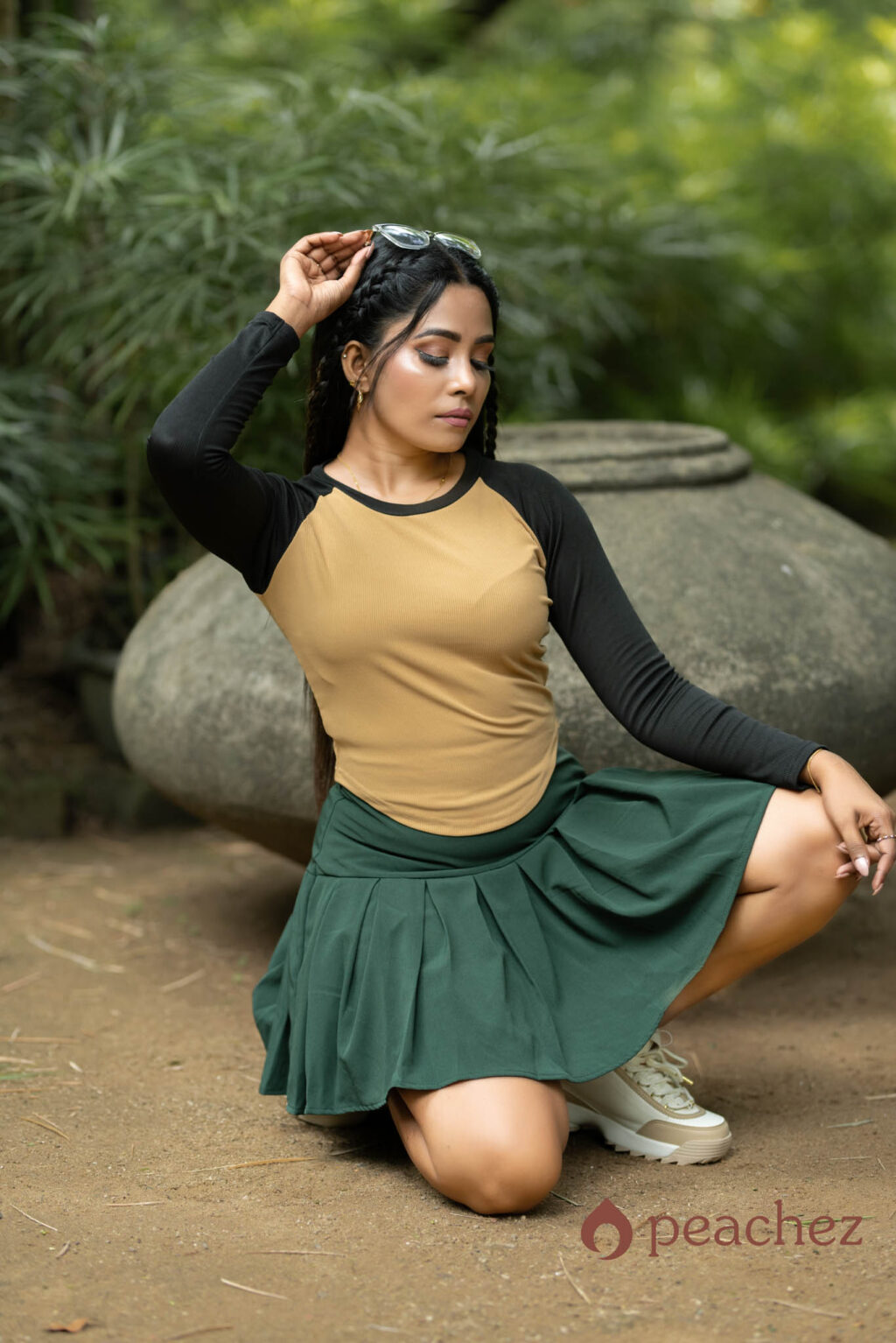 Color block l/s croptop