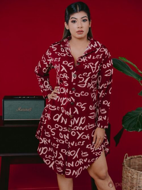 Latter printed shirt dress