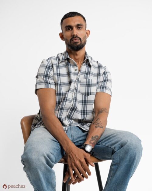 Mens short sleaves check shirt