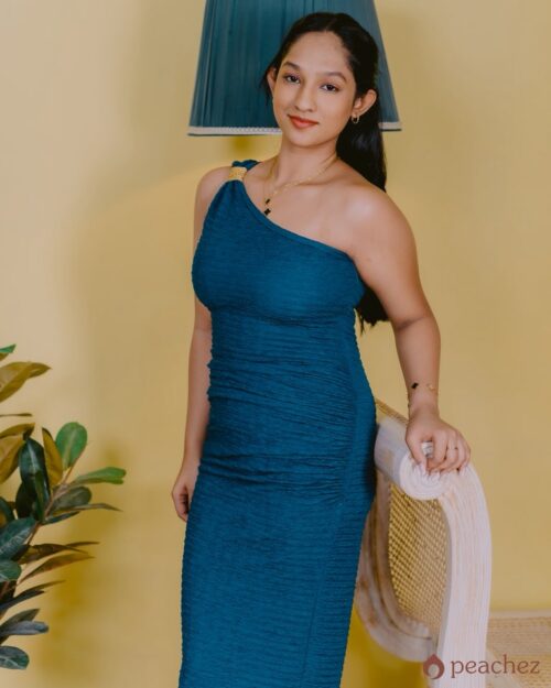 One shoulder slim - fit evening dress