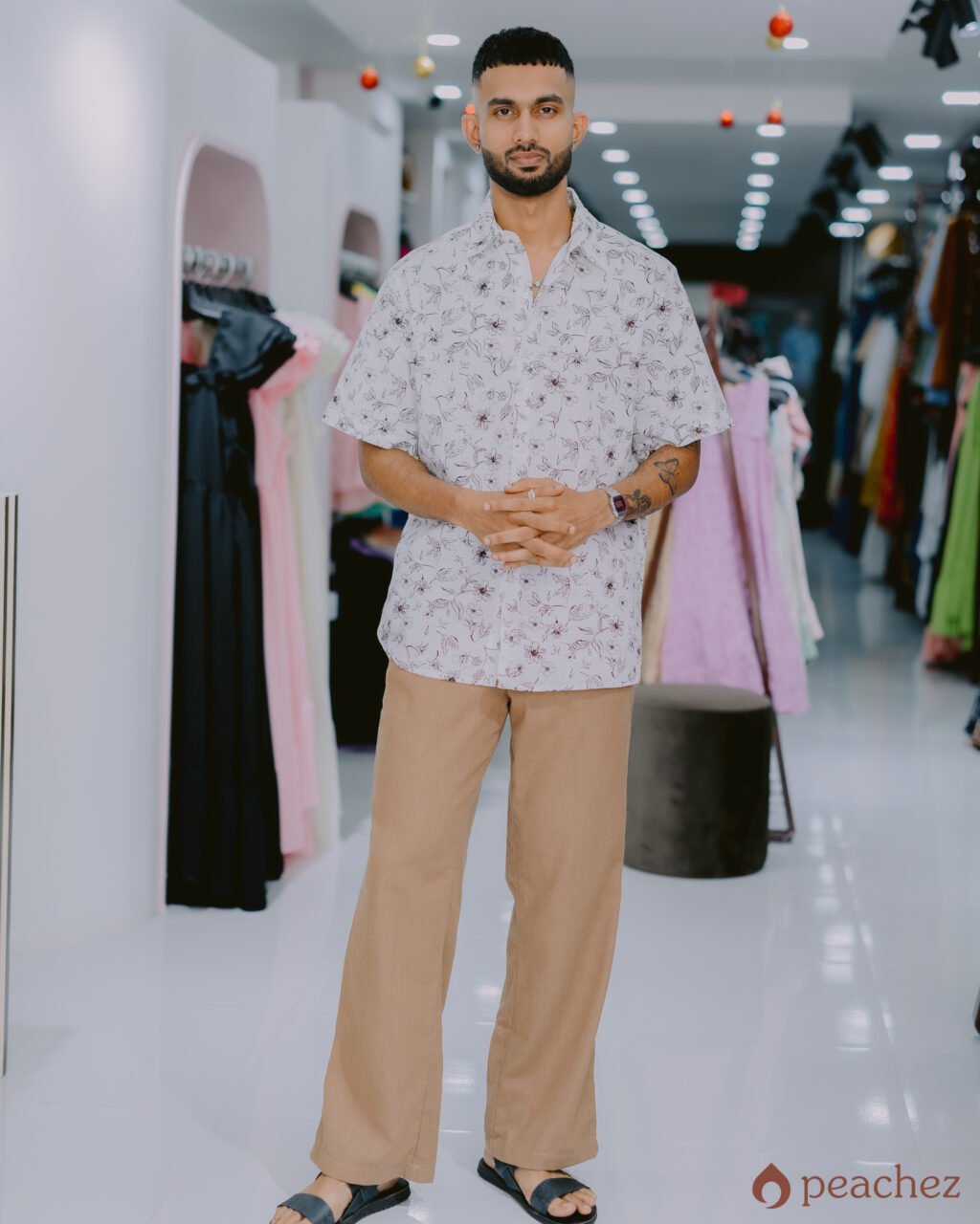 Floral/p linen losse fit shirt