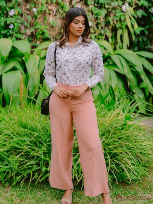 Ladies printed linen shirt blouse