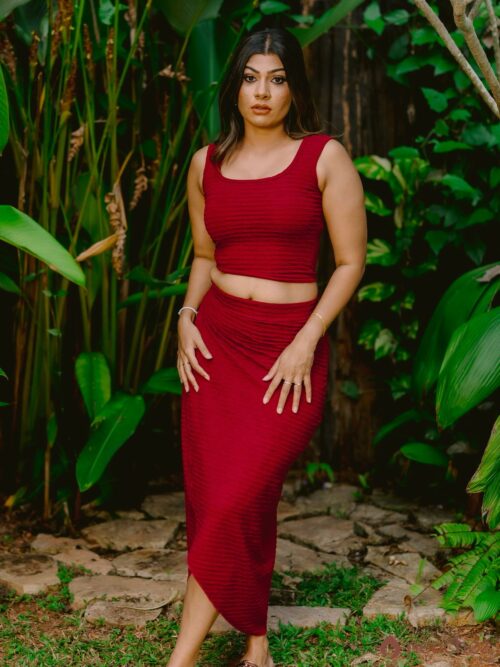 Square neck tank top with a-line skirt