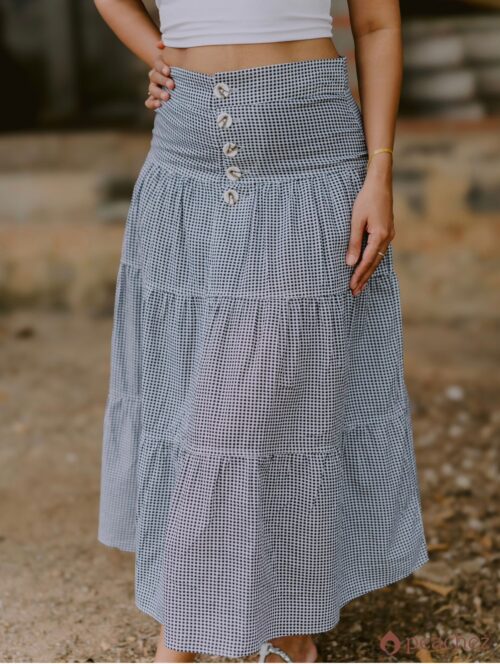 Checks maxi skirt button up