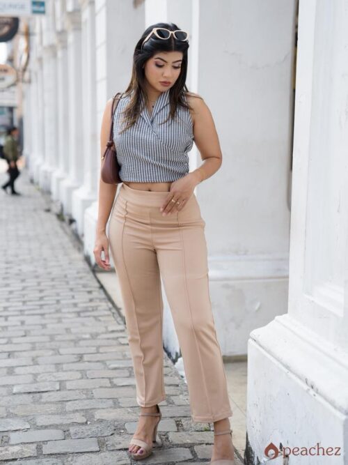 Solid straight leg pant