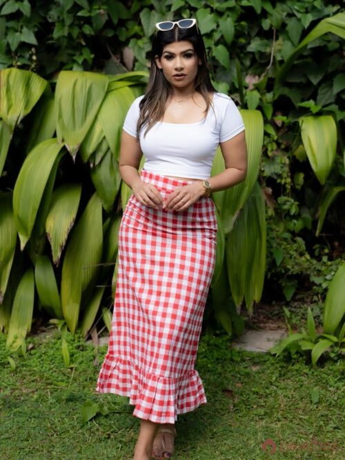 Linen high waist a- line skirt