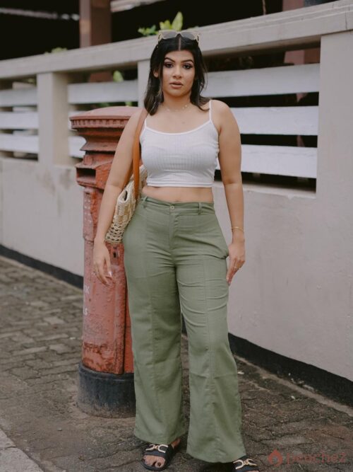Linen wide leg pant