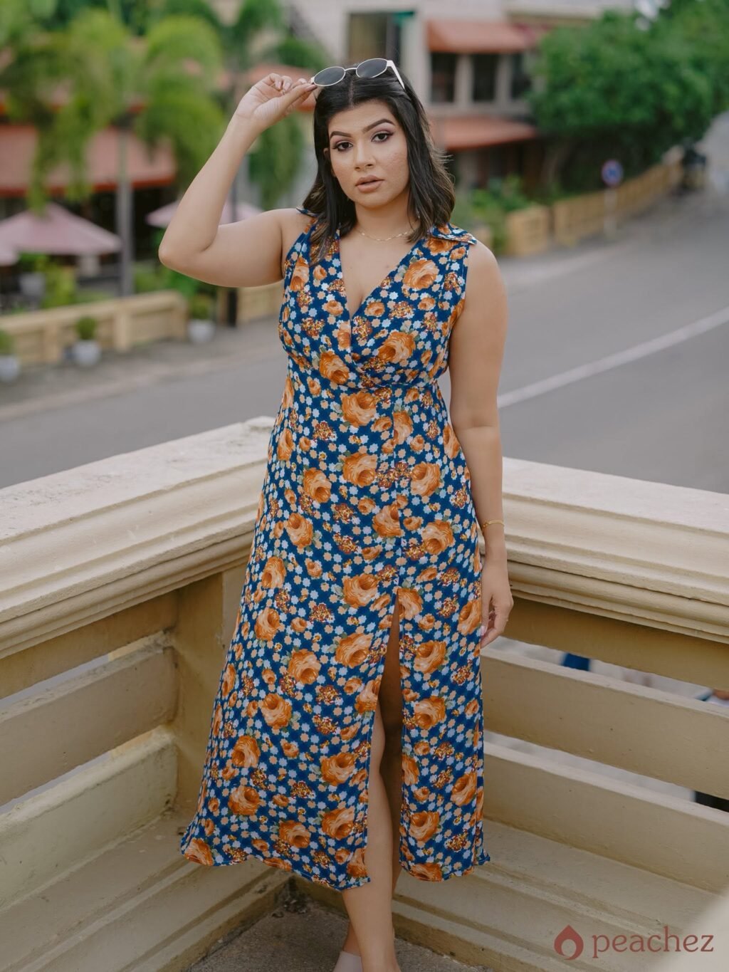 Elegant floral slit dress