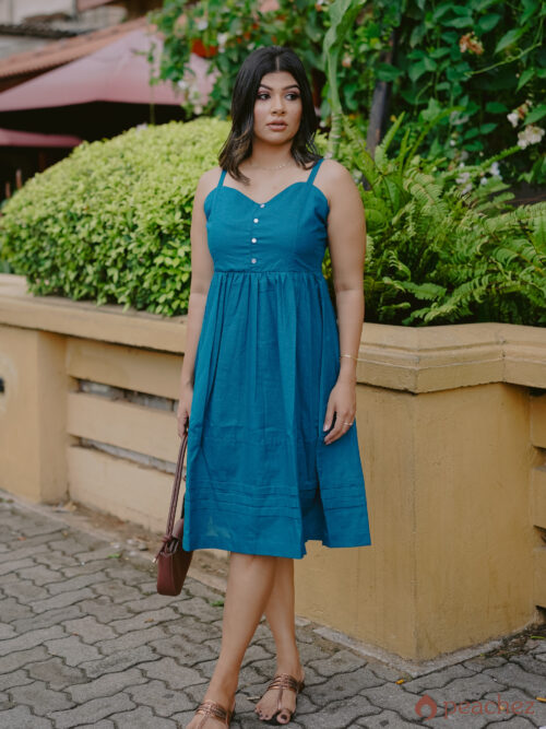 Linen blend summer midi dress