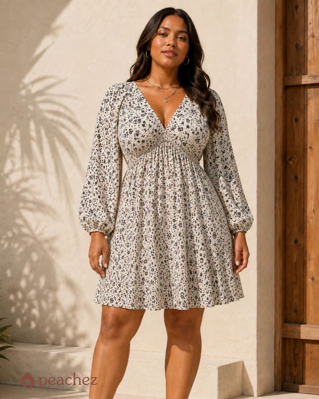 Lantern sleeve short dress