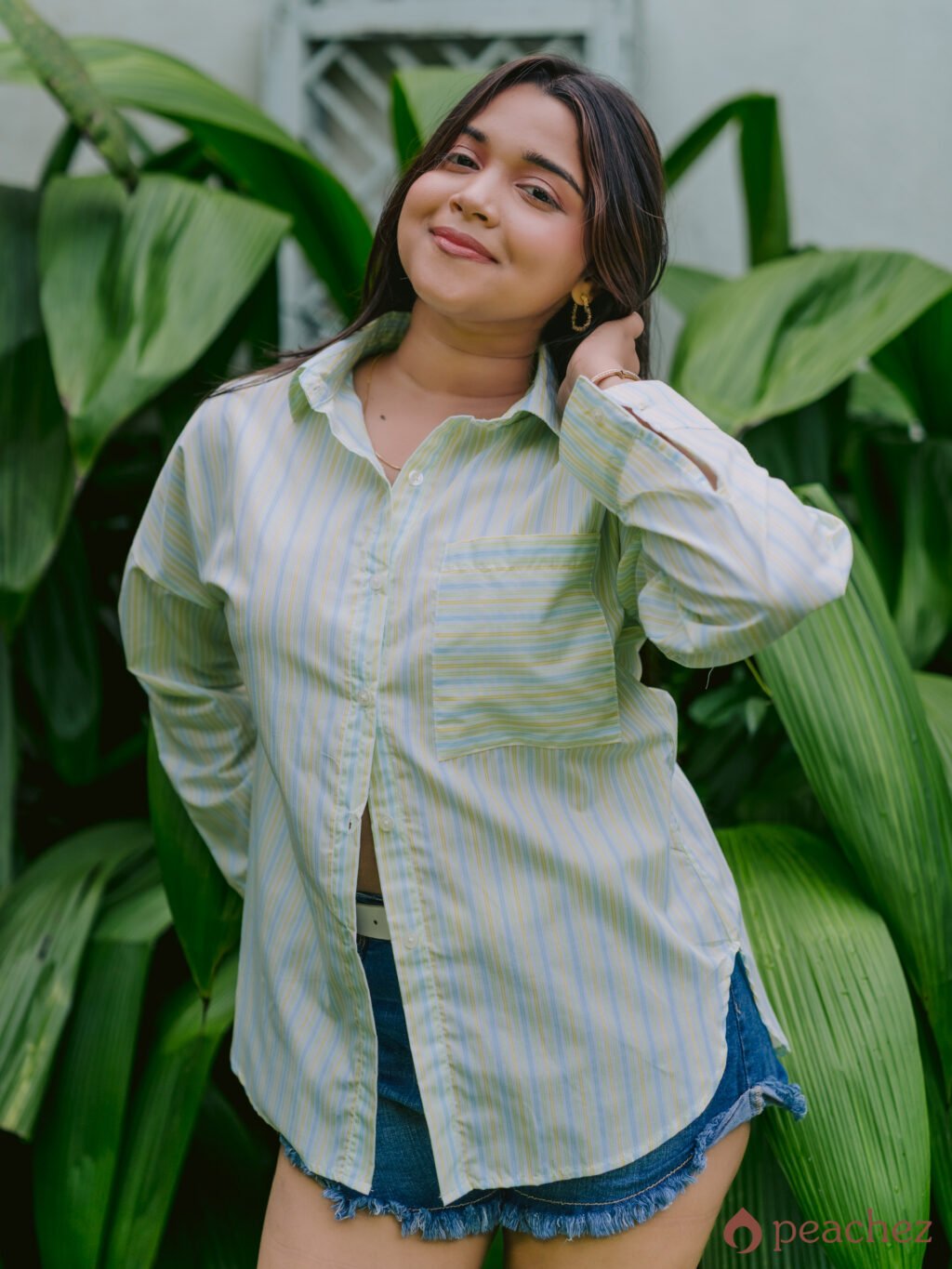 Striped long sleeve shirt with pocket