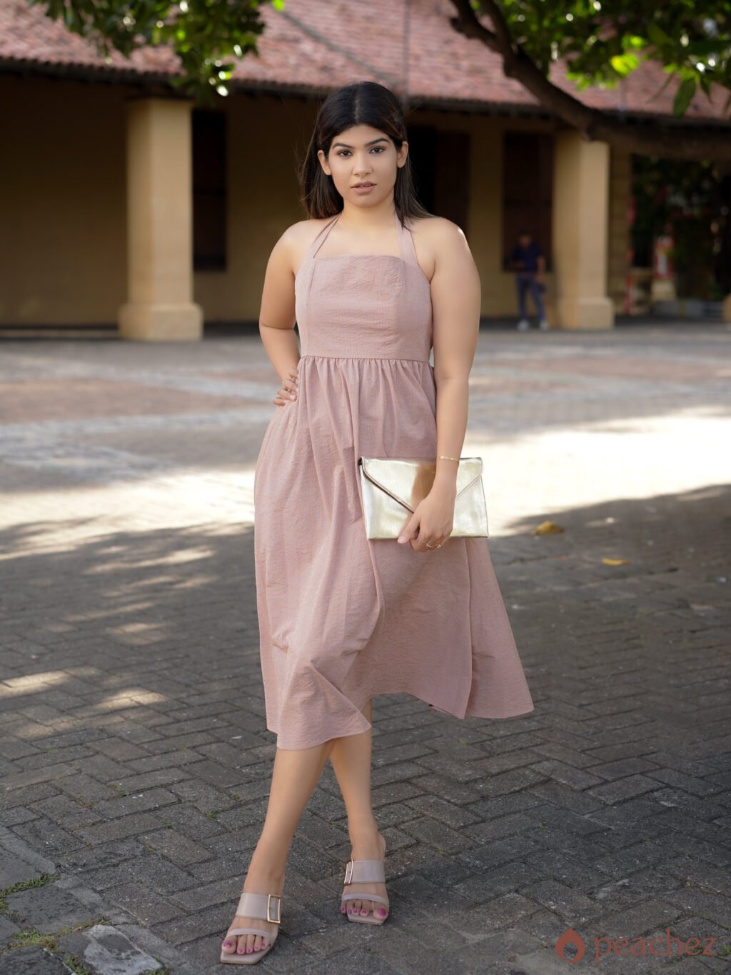 Halter neck mid length dress