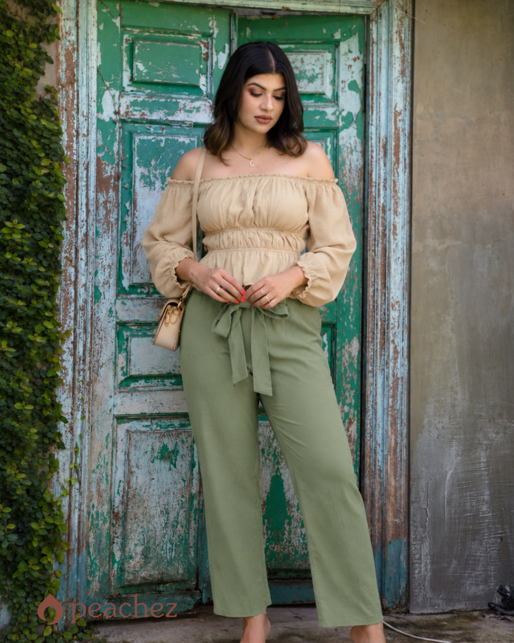Paper bag waist linen pant