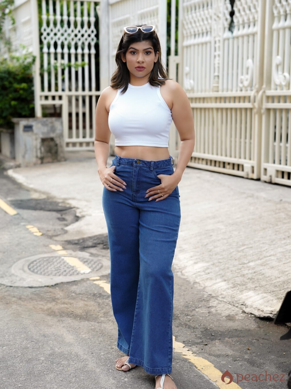 High waist wide leg denim