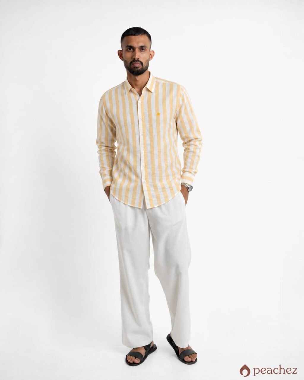 Linen striped long sleeve shirt