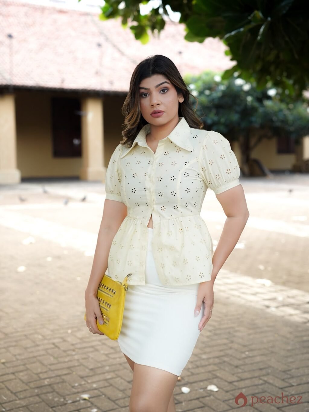 Wave hem elegant office blouse